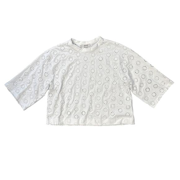 NWT Madewell Embroidered Wide-Sleeve Boxy Tee White Size XL - Picture 4 of 7